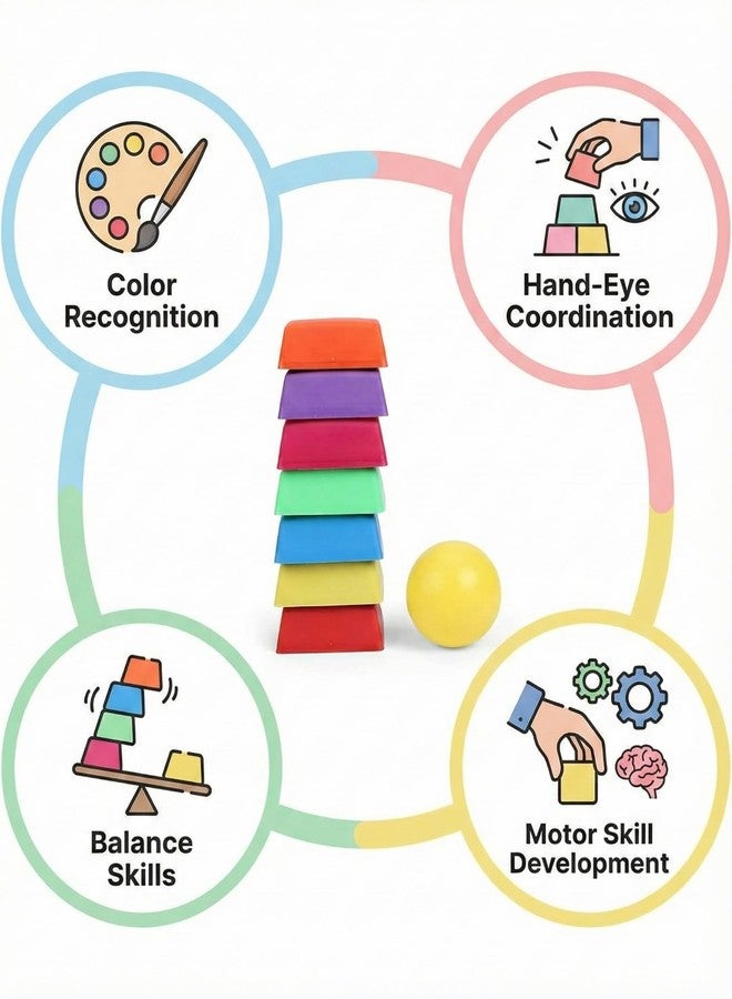 Enorme Satoliya Game for Kids | Traditional 7 Stone Lagori with Soft Ball | Fun Outdoor & Indoor Play Set for Boys & Girls | Safe, Lightweight & Durable Material - (Pack of 1) - Image 2